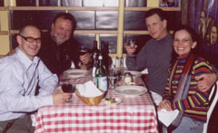 L to R, Sal Cracchiolo, Jim Seeley, Roger, Vic
at La Mela, Little Italy, NY 
Nov 2008.